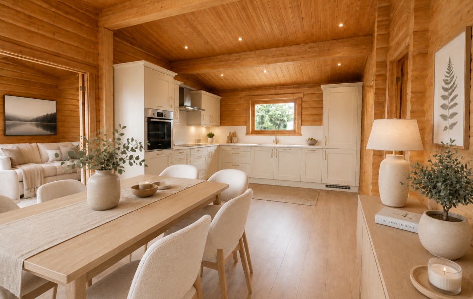 Cozy Scandinavian minimalist cabin interior